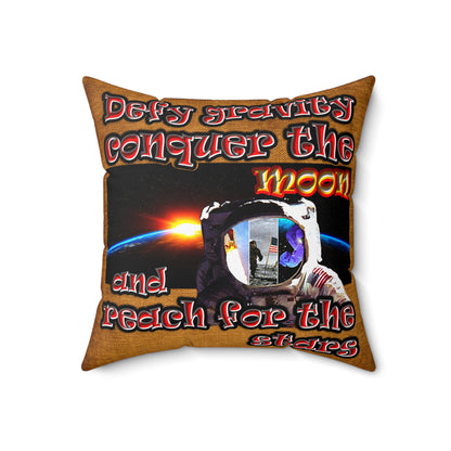 defy conquer reach - Spun Polyester Square Pillow - (dichromatic brown papyrus)