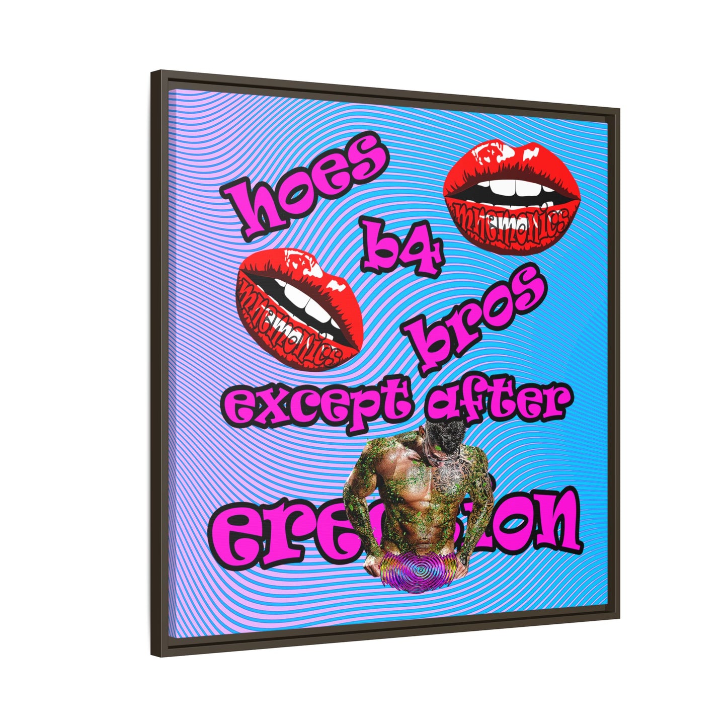 hoes b4 bros - framed canvas art (light blue-purple wave)