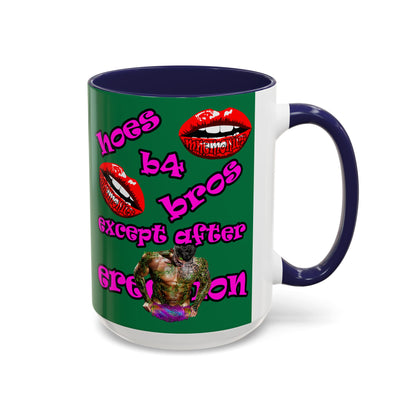 hoes b4 bros - Accent Mug (dark green)