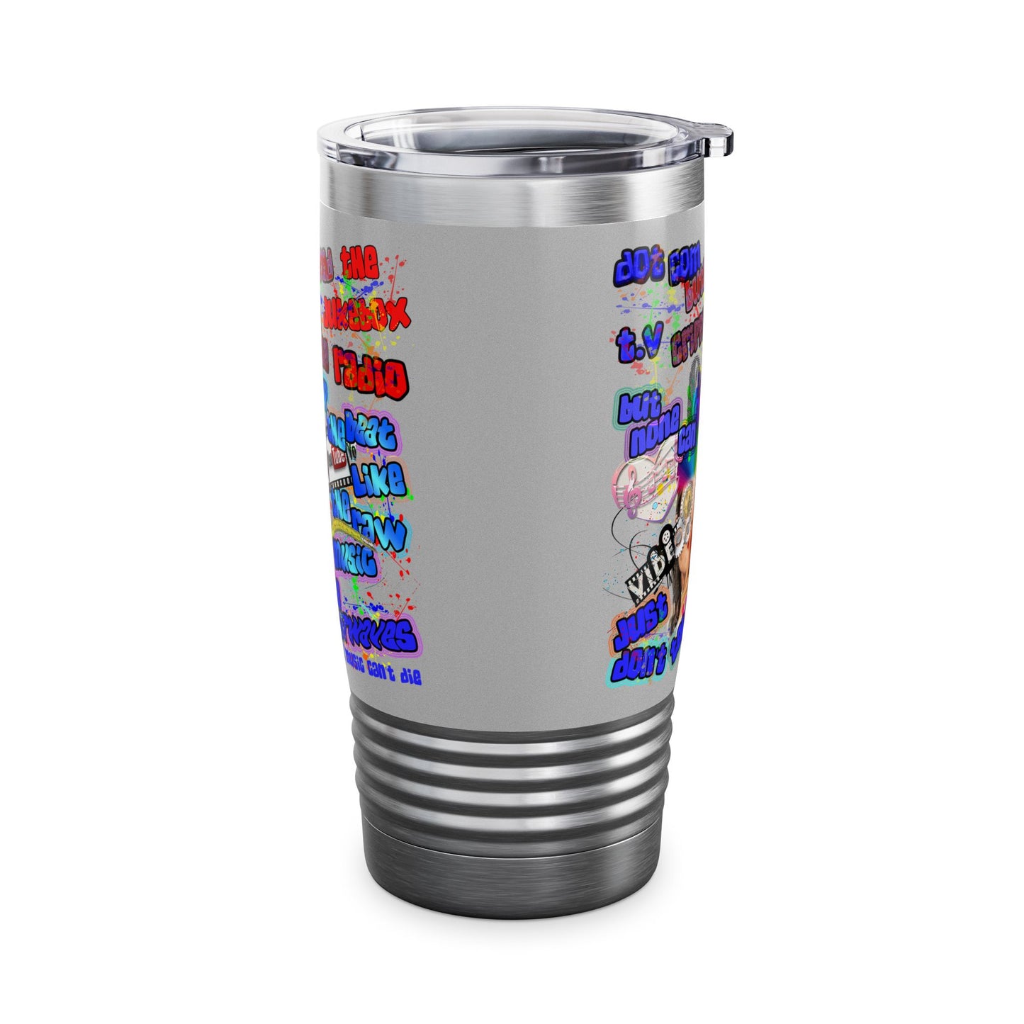 drop the beat - Ringneck Tumbler, 20oz (light grey)
