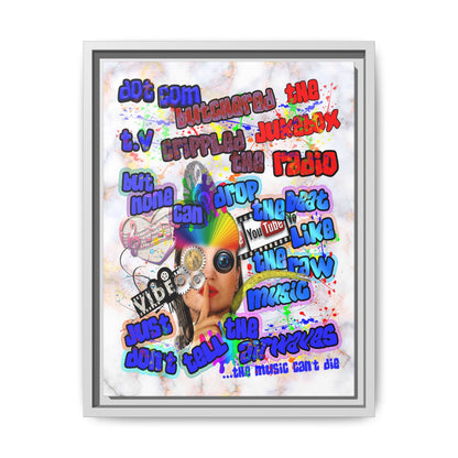 drop the beat - framed canvas art (white marble)