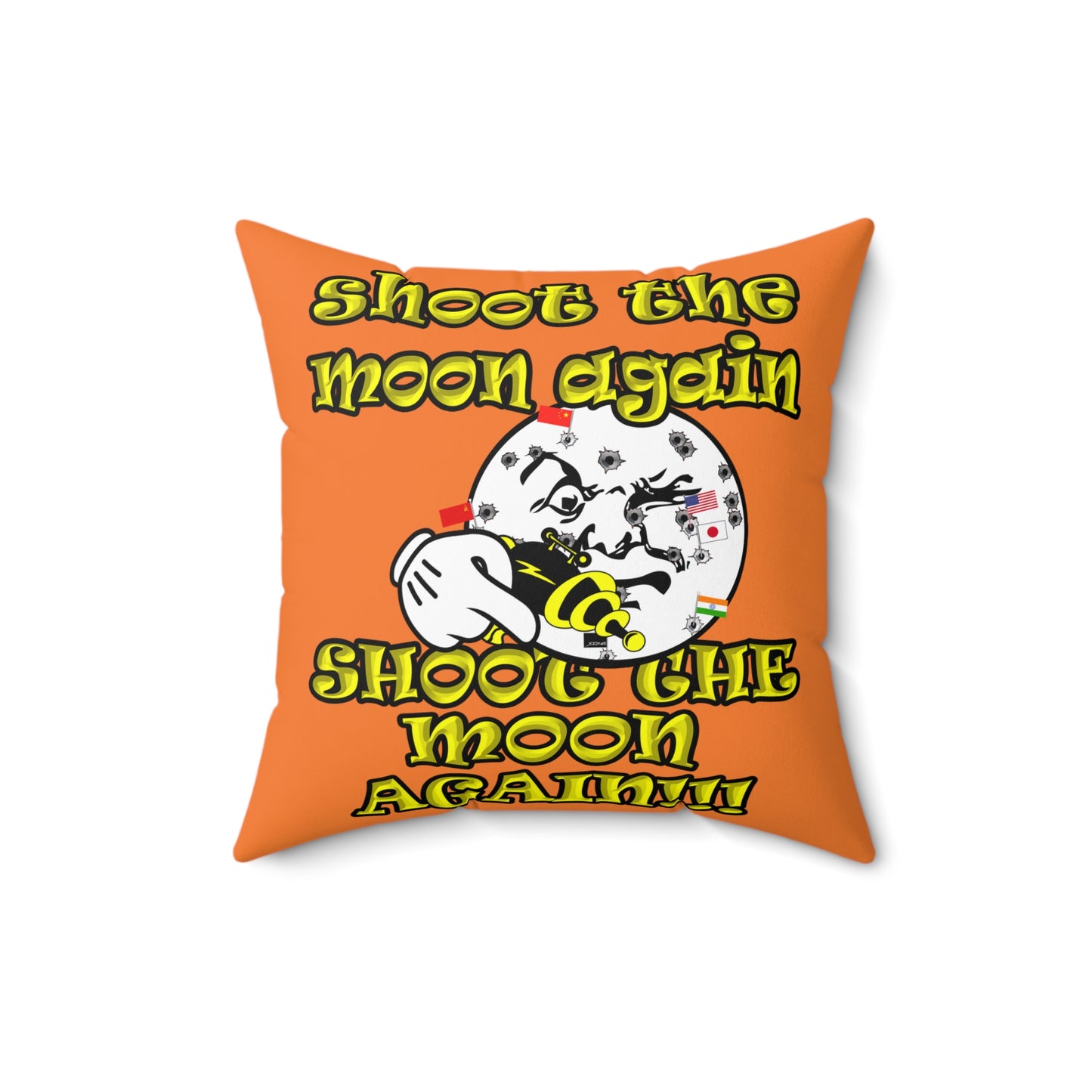 shoot the moon again - Spun Polyester Square Pillow - (crusta)