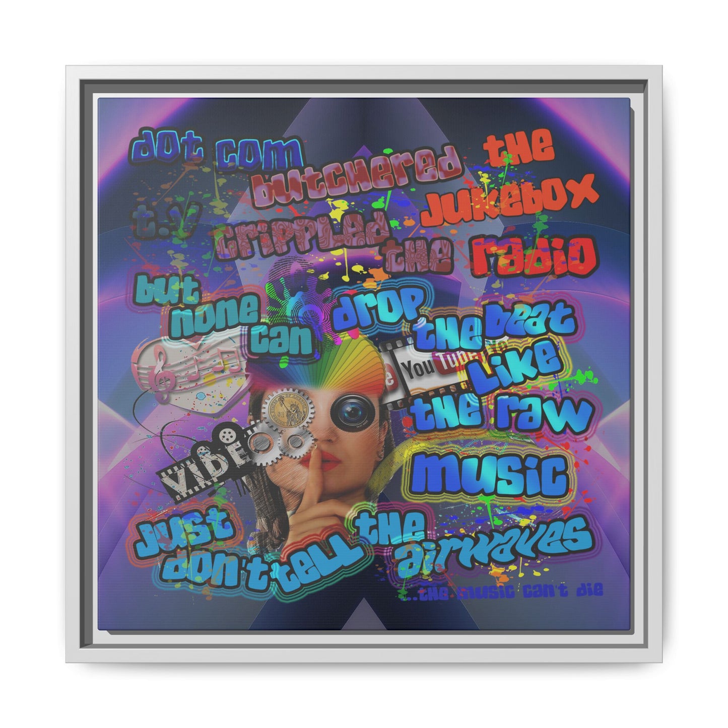 drop the beat - framed canvas art (grey-pink wave)