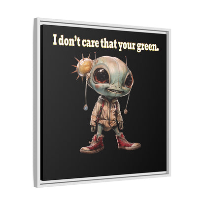 I don't care that your green - framed canvas art (black)