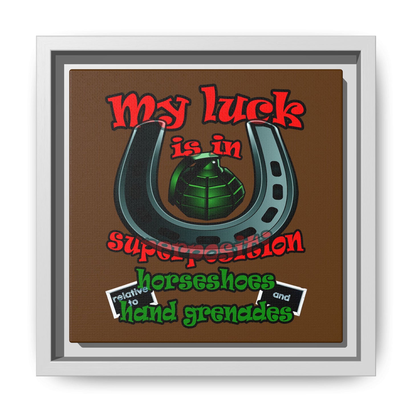 my luck - framed canvas art (brown)