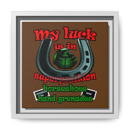 my luck - framed canvas art (brown)