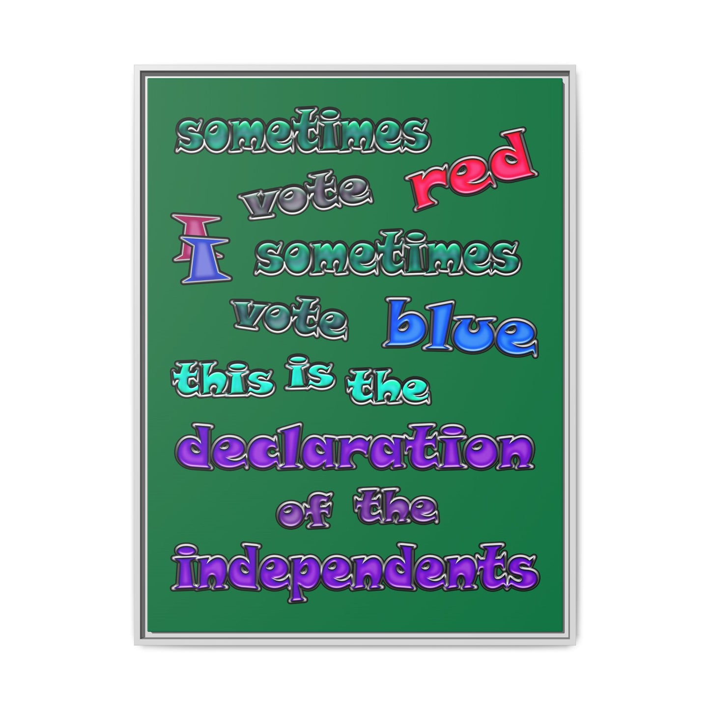 declaration of the independents - framed canvas art (dark green)