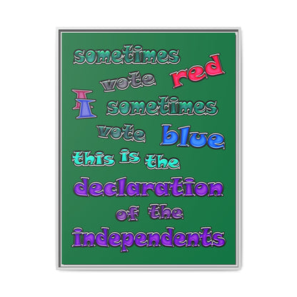 declaration of the independents - framed canvas art (dark green)
