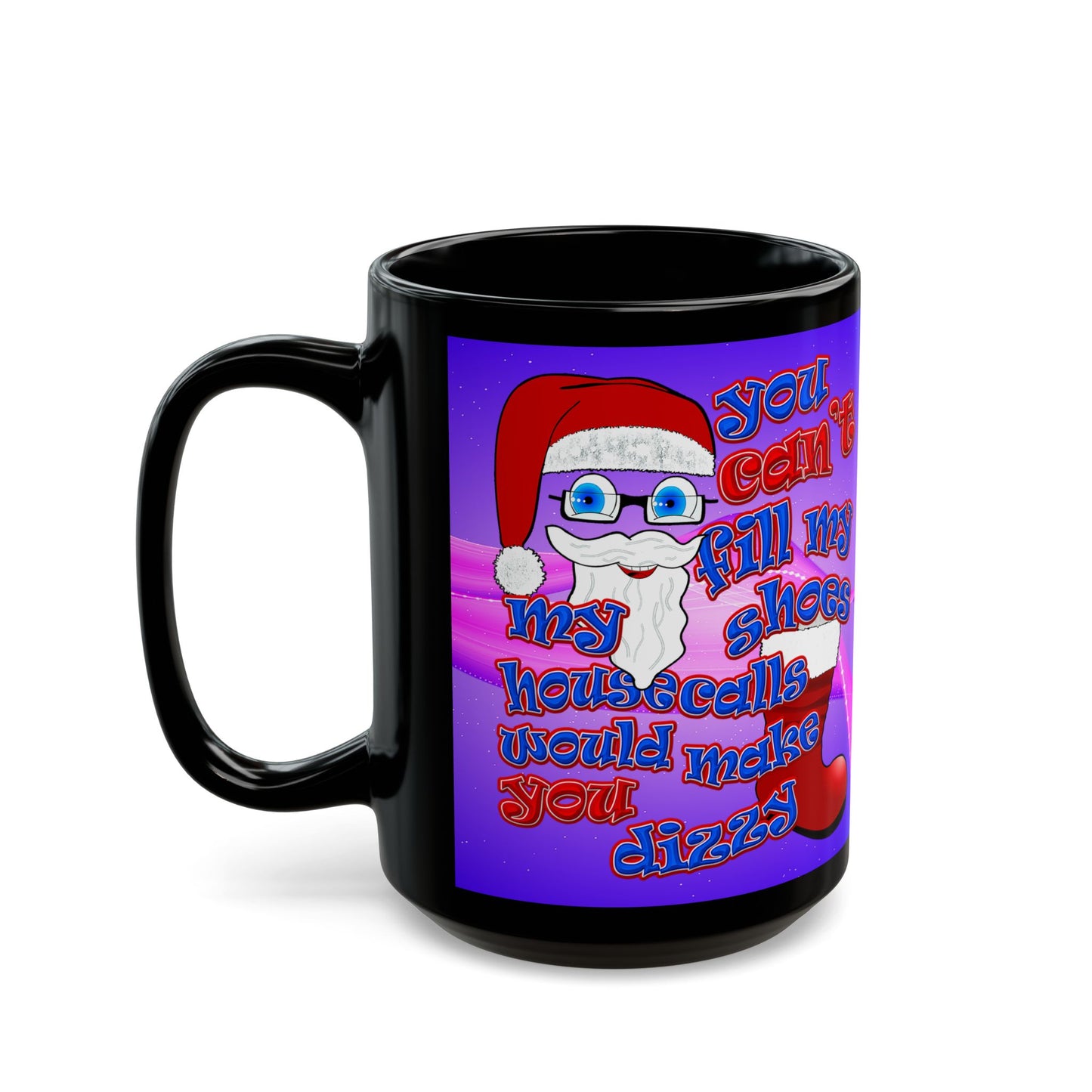 santa's shoes - Black Mug (purple-pink wave)