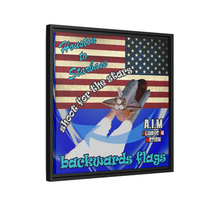shoot for the stars - framed canvas art (blue-white wave)