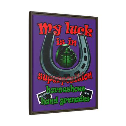my luck - framed canvas art (purple)