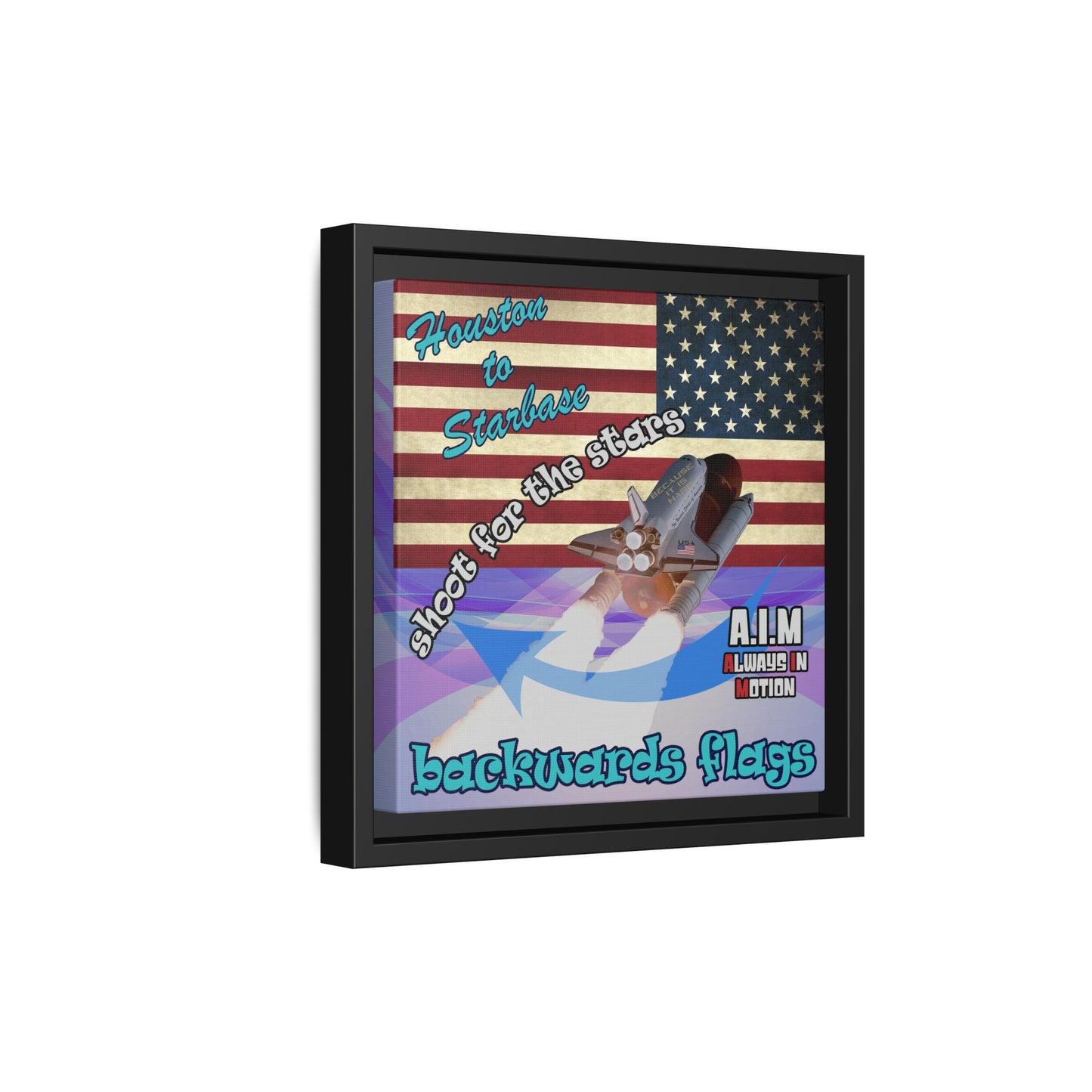shoot for the stars - framed canvas art (light blue-pink wave)