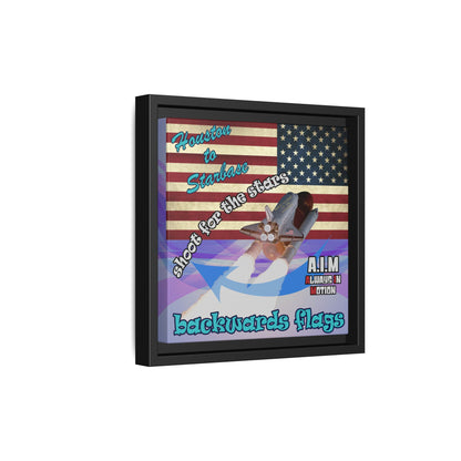shoot for the stars - framed canvas art (light blue-pink wave)