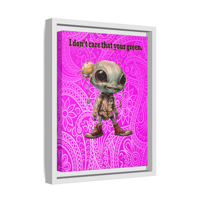 I don't care that your green - framed canvas art (pink swirl)