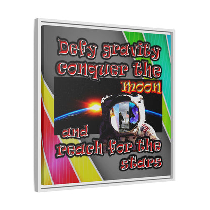 defy conquer reach - framed canvas art (rainbow split)