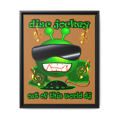 disc jockey - framed canvas art (light brown)