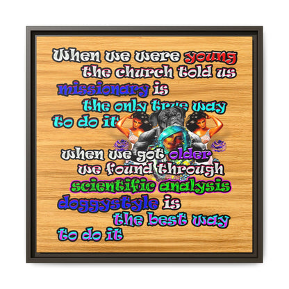 doggystyle - framed canvas art (butterscotch wood finish)
