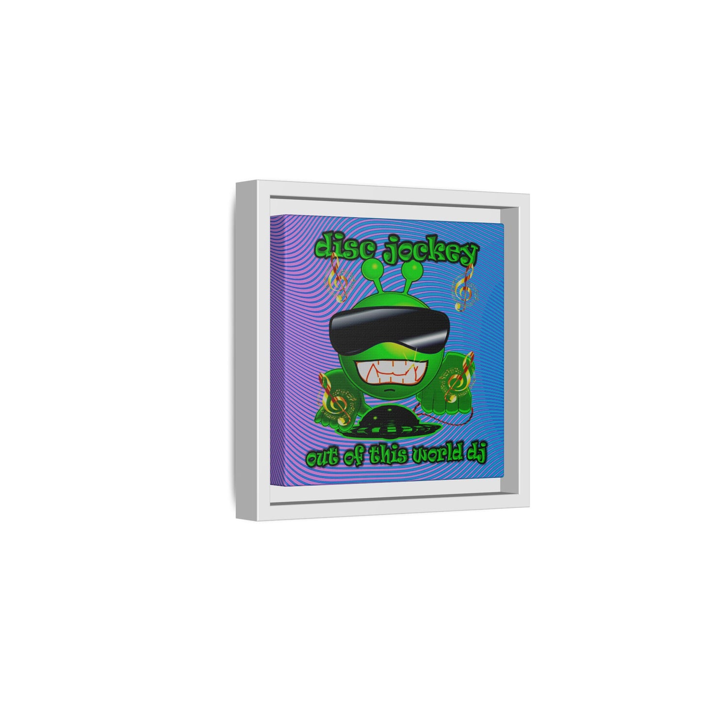 disc jockey - framed canvas art (light blue-purple wave)