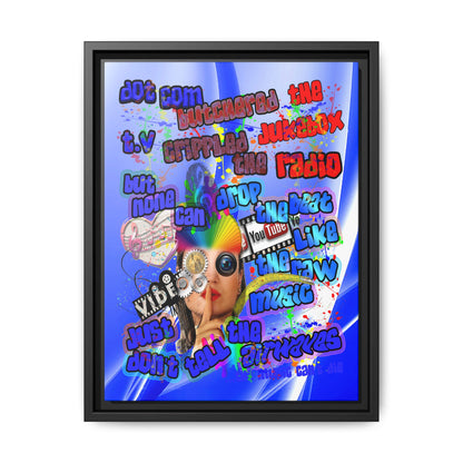 drop the beat - framed canvas art (blue-white wave)