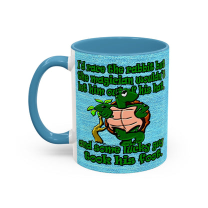 turtle race - Accent Mug (faded dark blue)