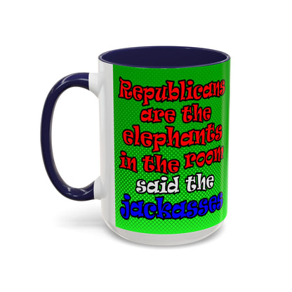 donkeys and elephants - Accent Mug (logo green)