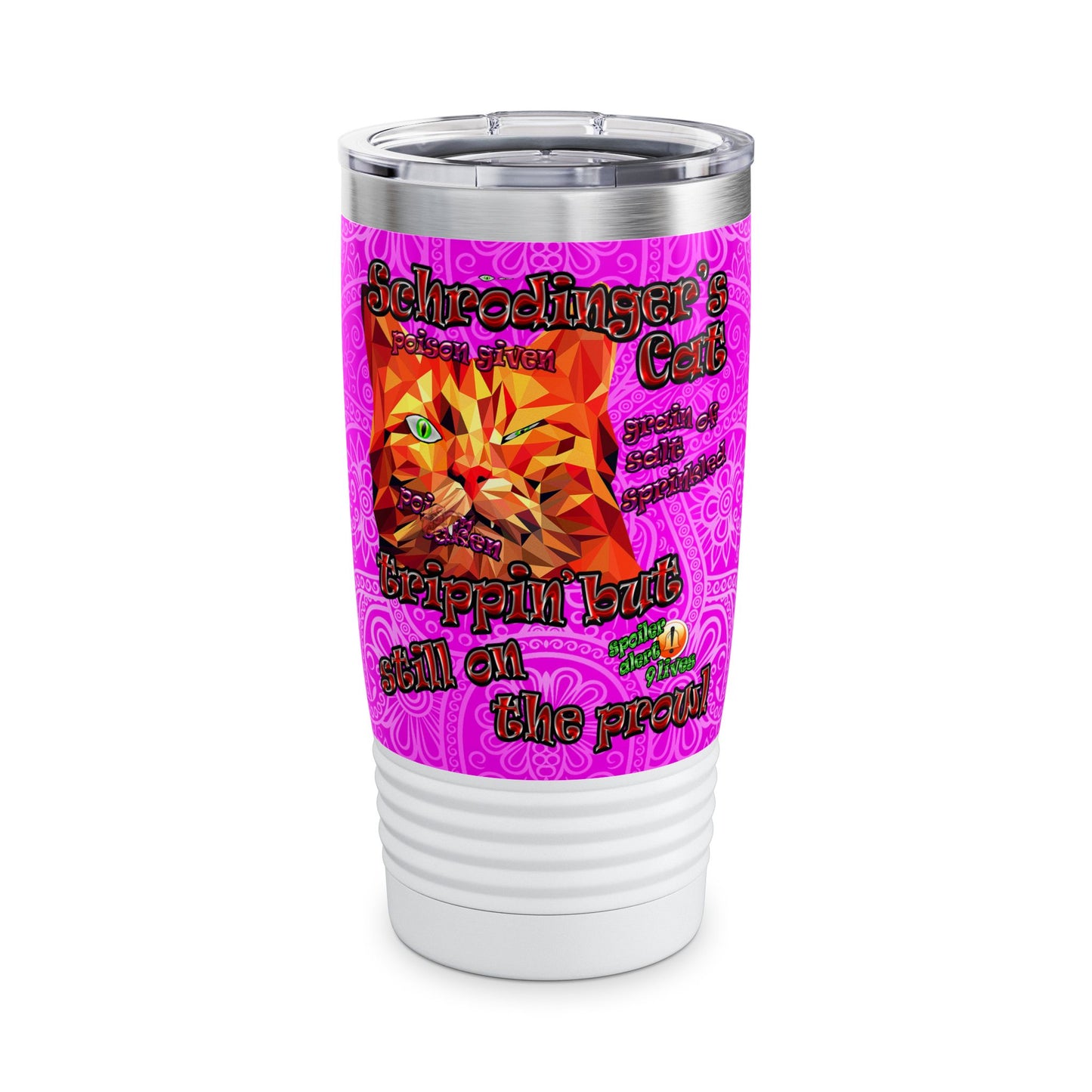 schrodinger's cat - Ringneck Tumbler, 20oz (pink swirl)