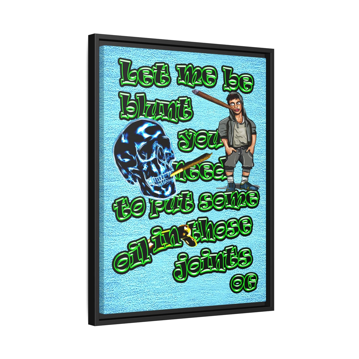 og - framed canvas art (faded blue)