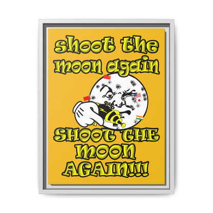 shoot the moon again - framed canvas art (yellow)