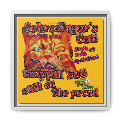 schrodinger's cat - framed canvas art (yellow)