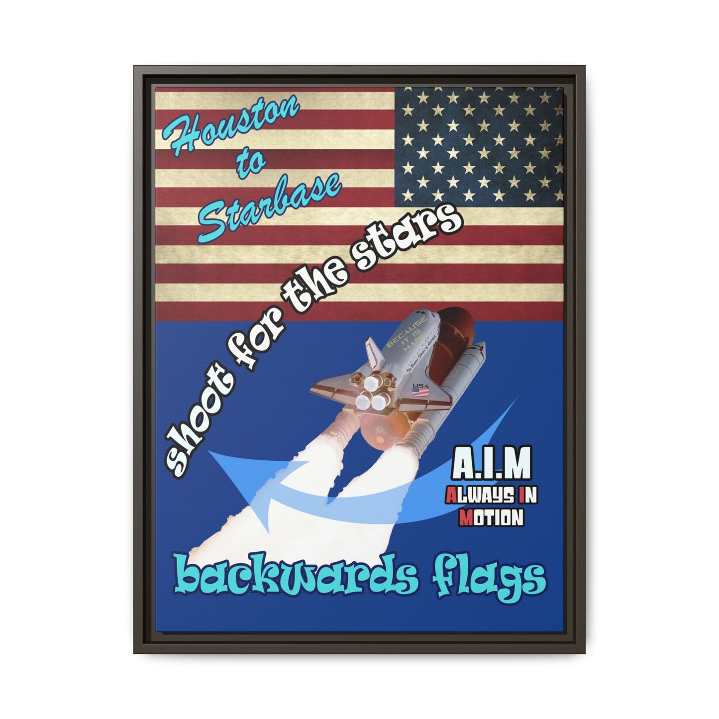 shoot for the stars - framed canvas art (dark blue)