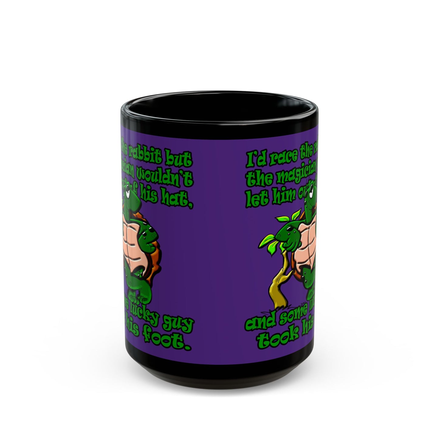 turtle race - Black Mug (purple)
