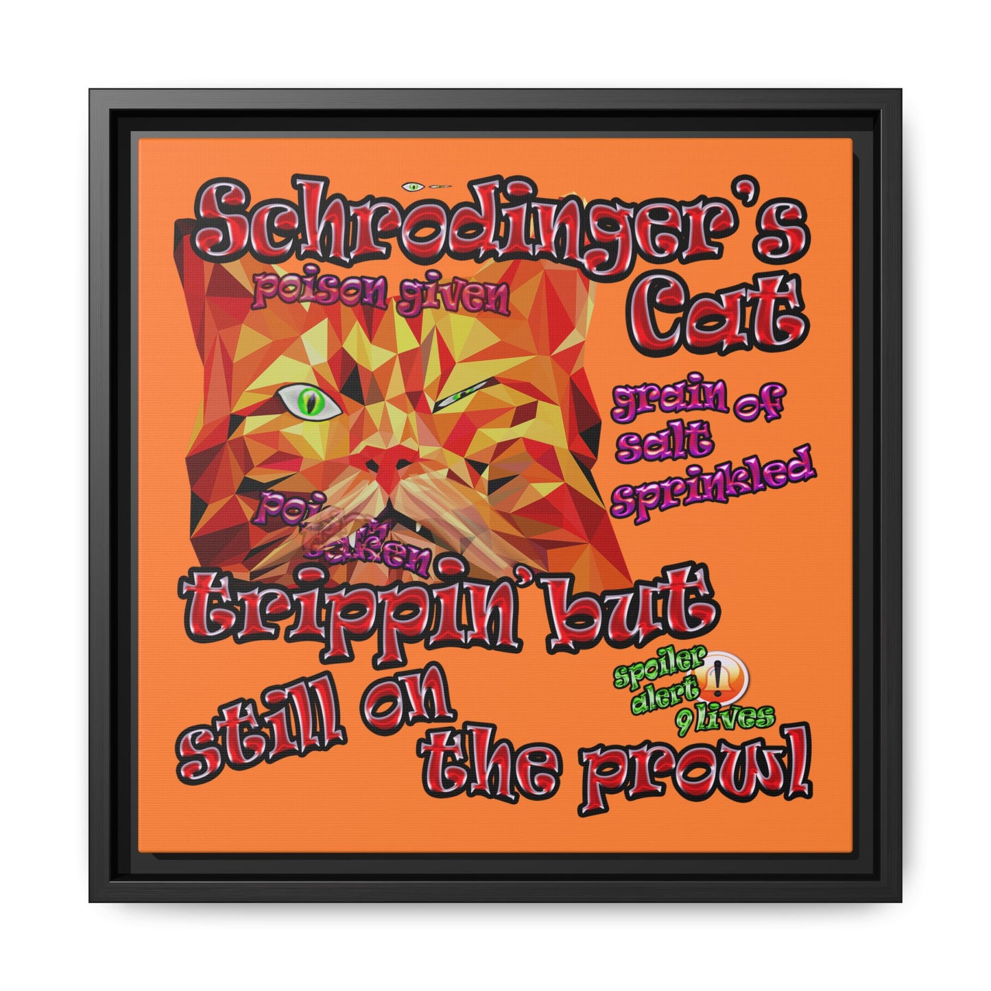 schrodinger's cat - framed canvas art (crusta)
