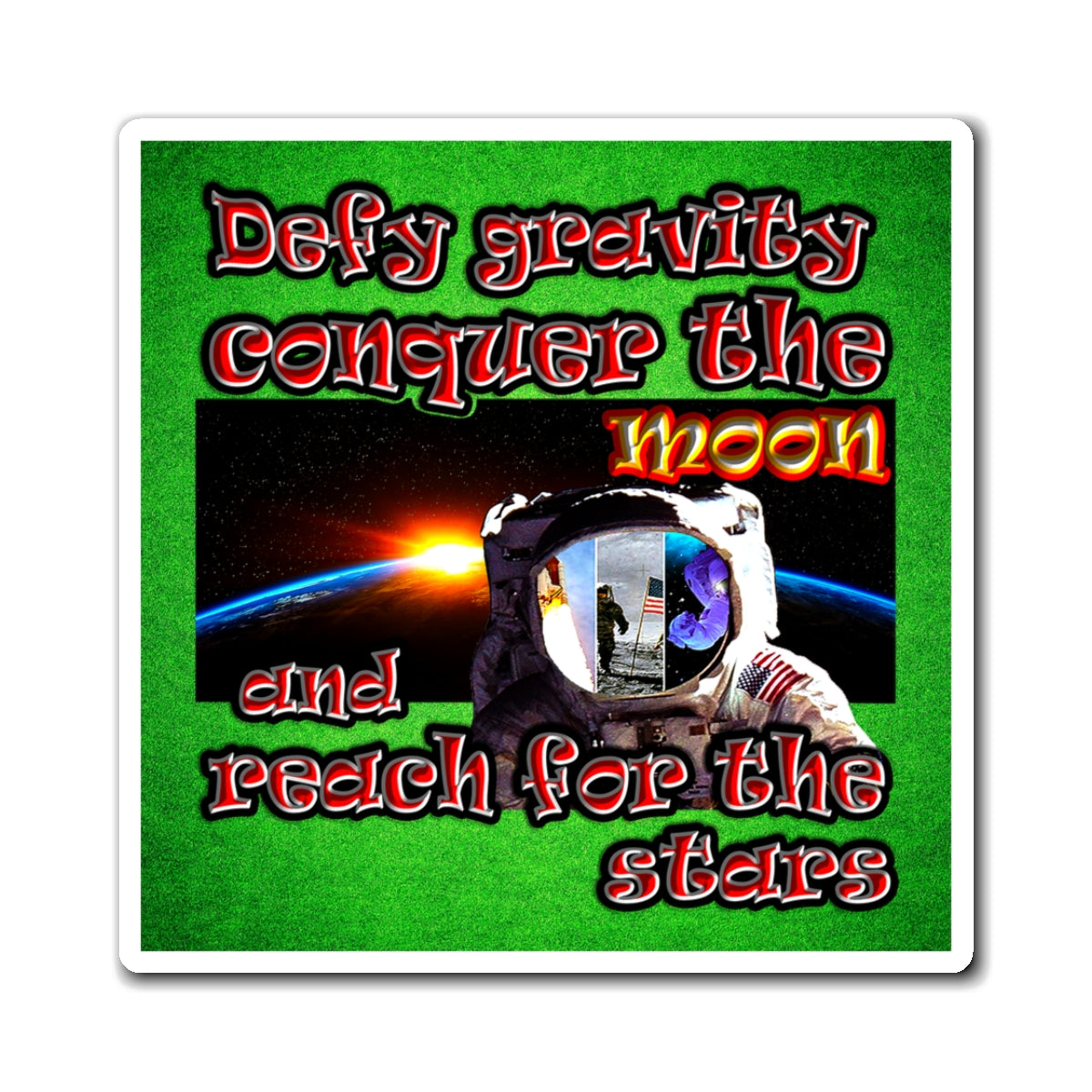 defy conquer reach - Magnets - (green turf)