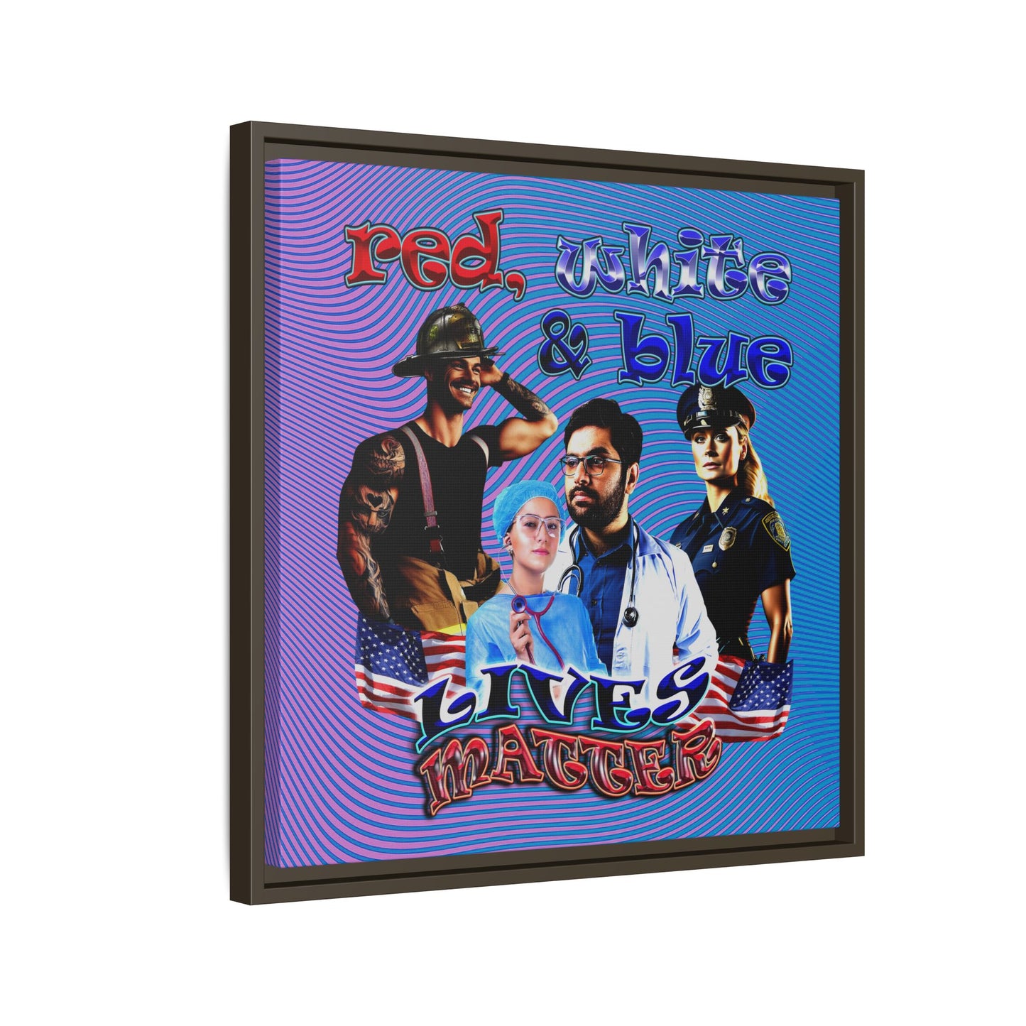 rw&b lives matter - framed canvas art (light blue-purple wave)