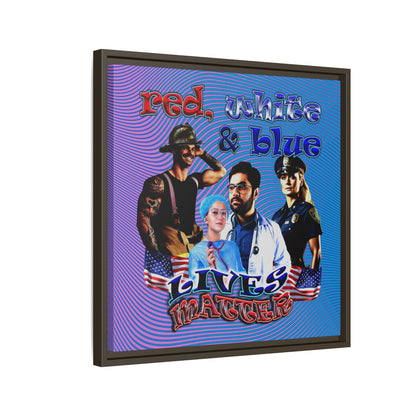 rw&b lives matter - framed canvas art (light blue-purple wave)