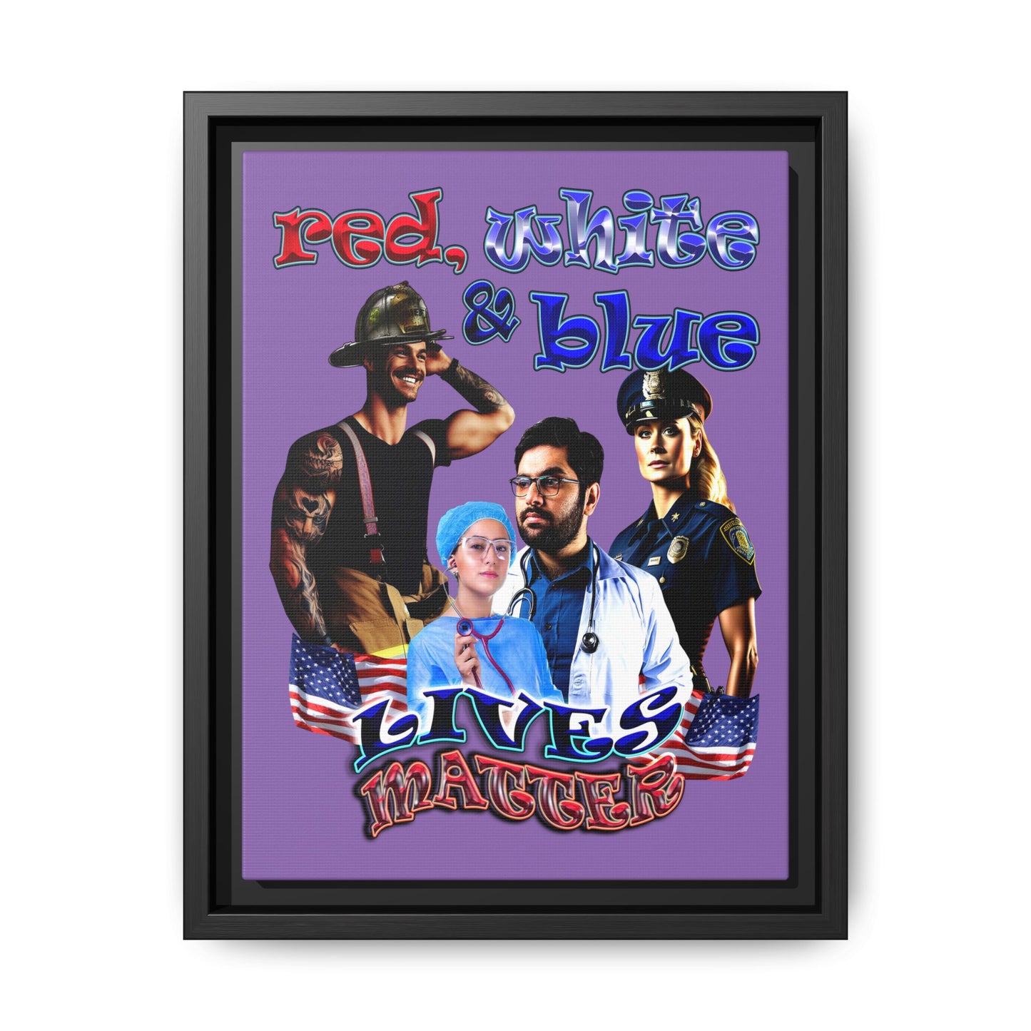 rw&b lives matter - framed canvas art (light purple)