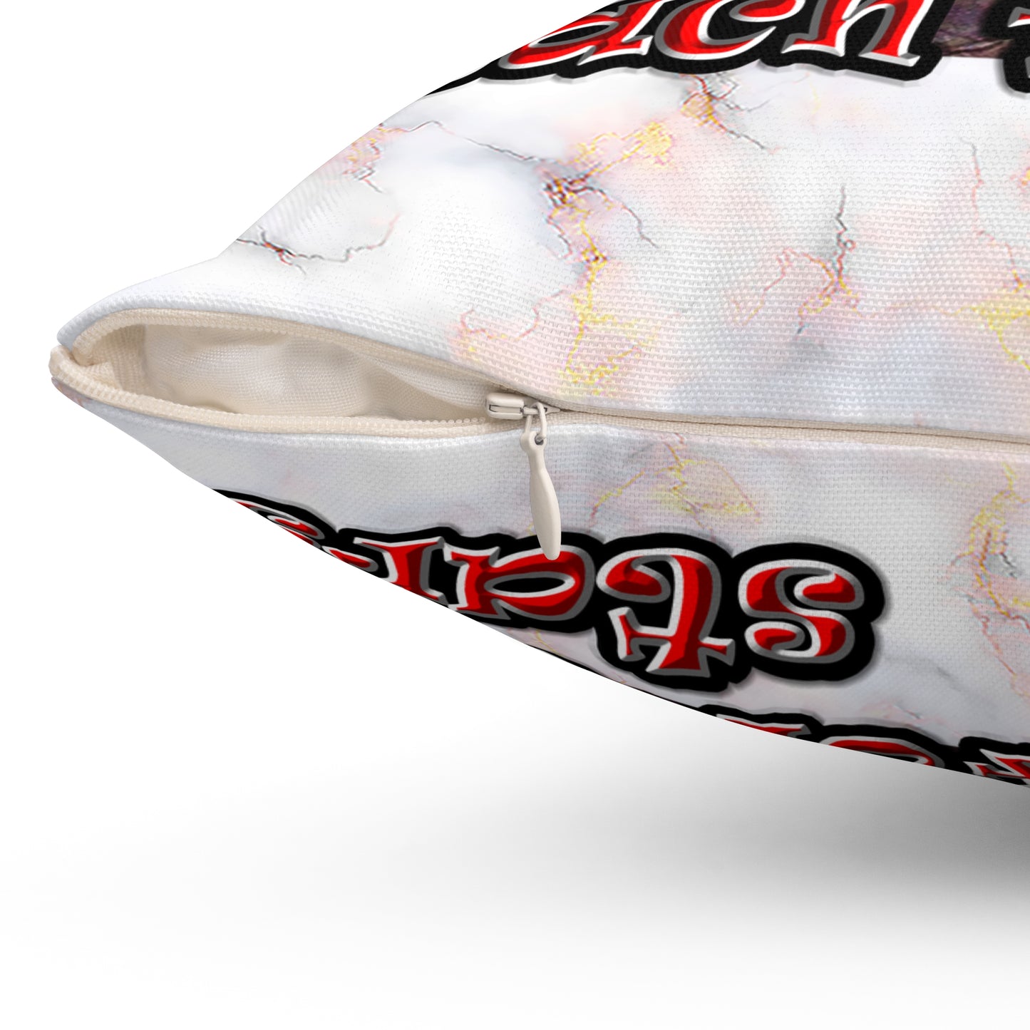 defy conquer reach - Spun Polyester Square Pillow - (white marble)