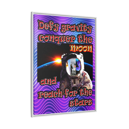 defy conquer reach - framed canvas art (purple wave)
