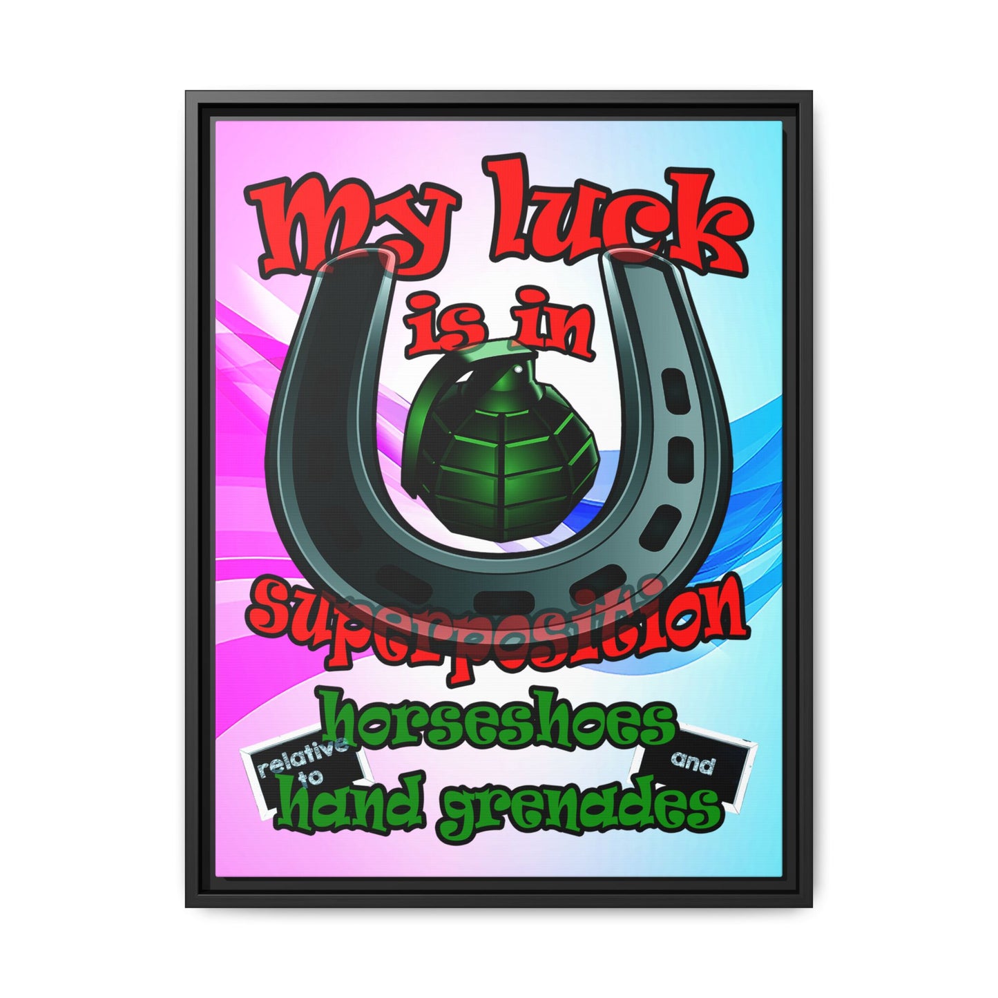my luck - framed canvas art (light blue-pink wave)