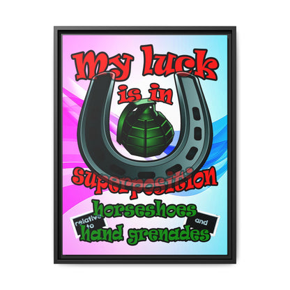 my luck - framed canvas art (light blue-pink wave)