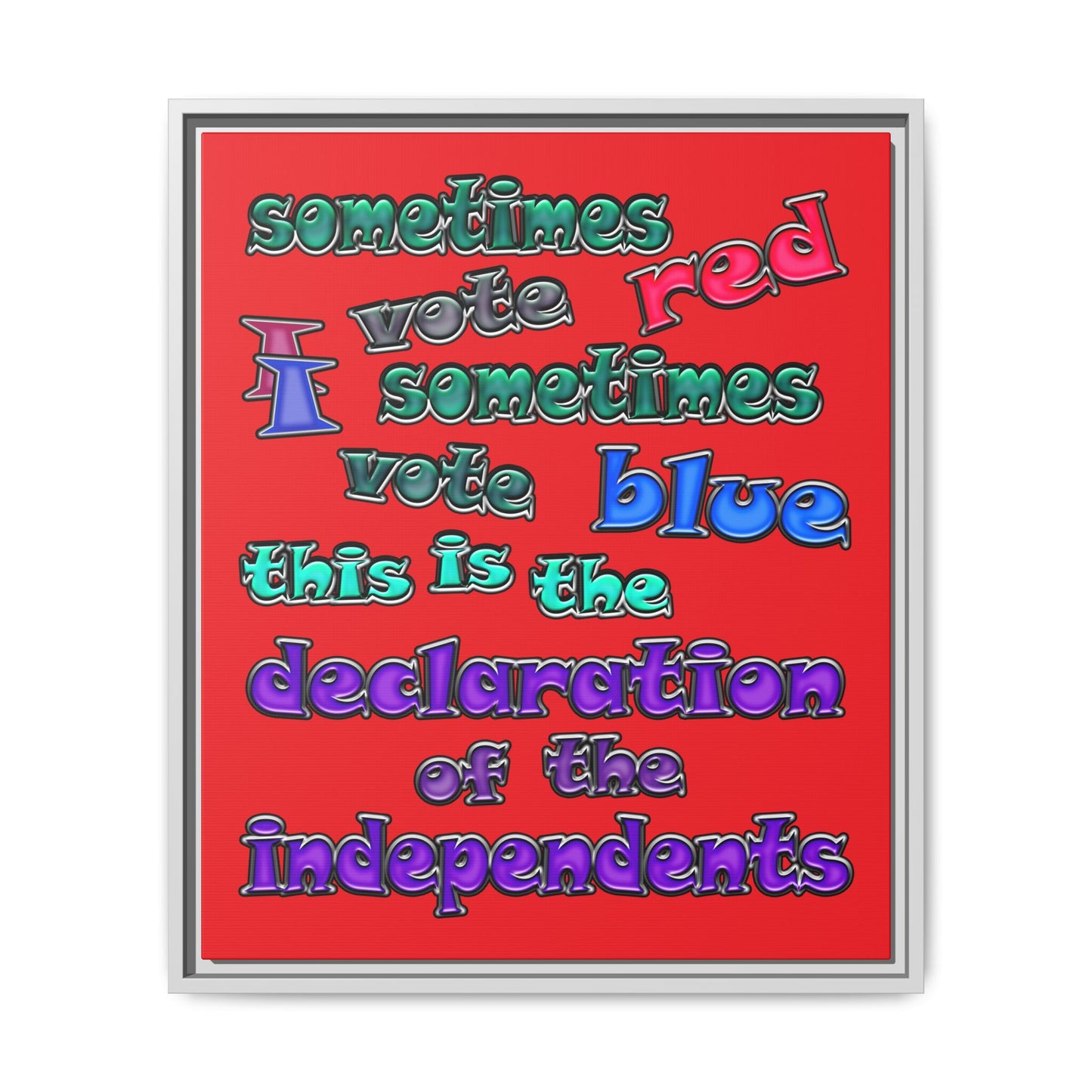 declaration of the independents - framed canvas art (red)