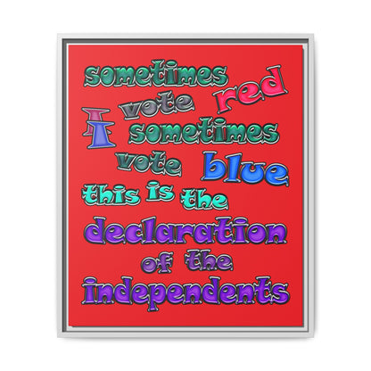 declaration of the independents - framed canvas art (red)