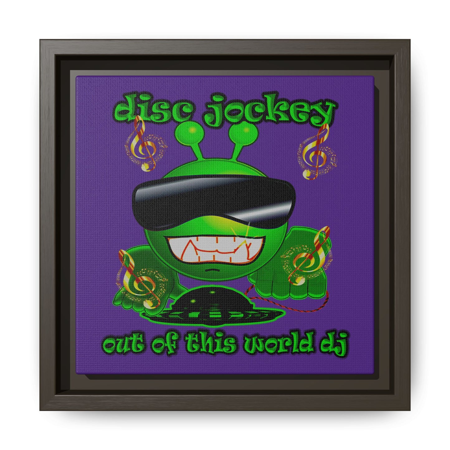disc jockey - framed canvas art (purple)