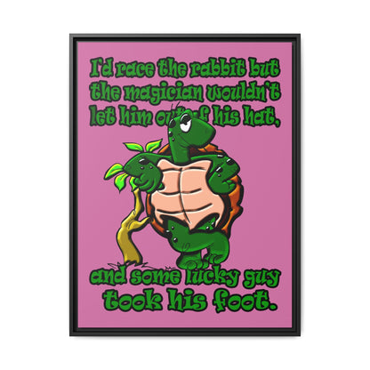 turtle race - framed canvas art (light pink)