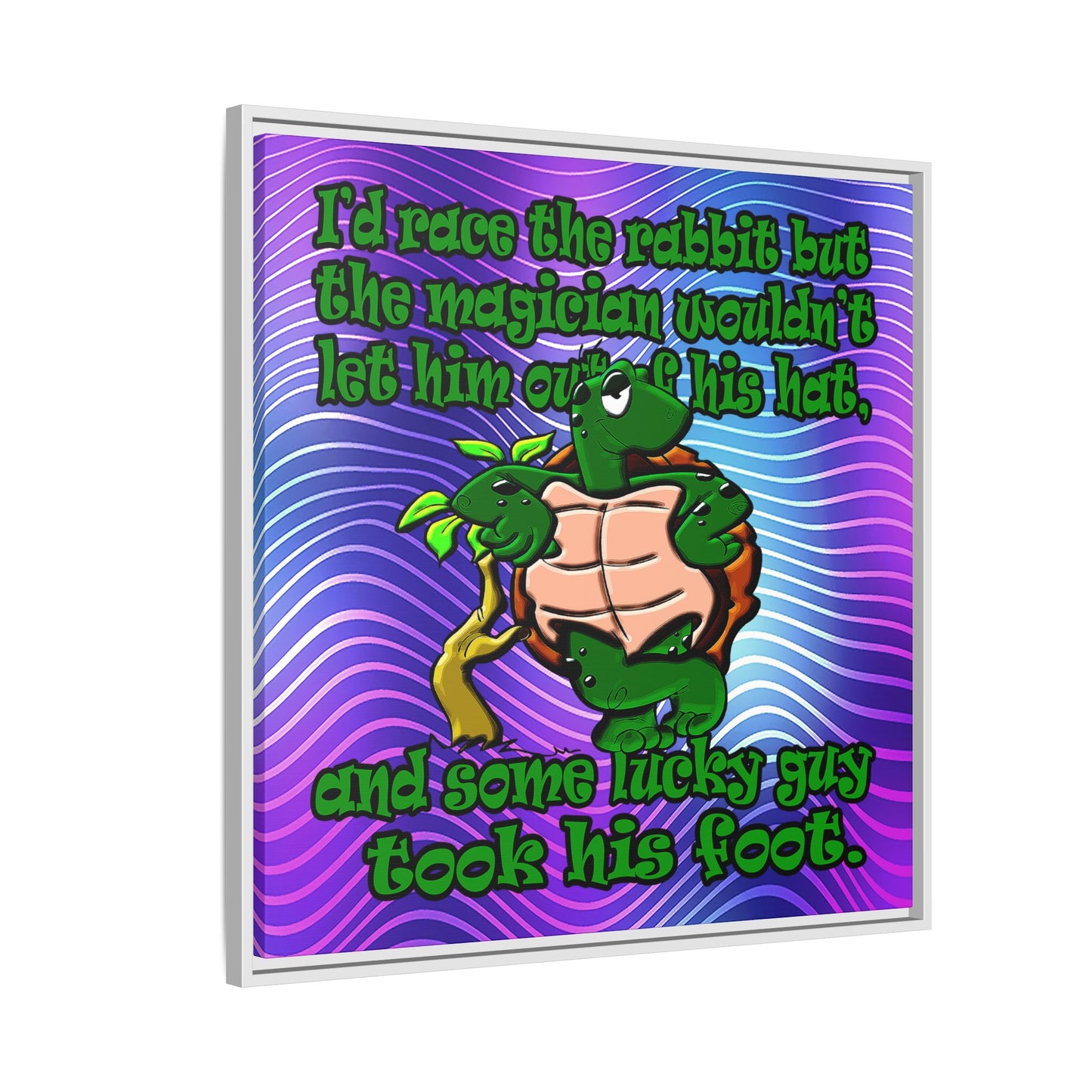 turtle race - framed canvas art (purple wave)