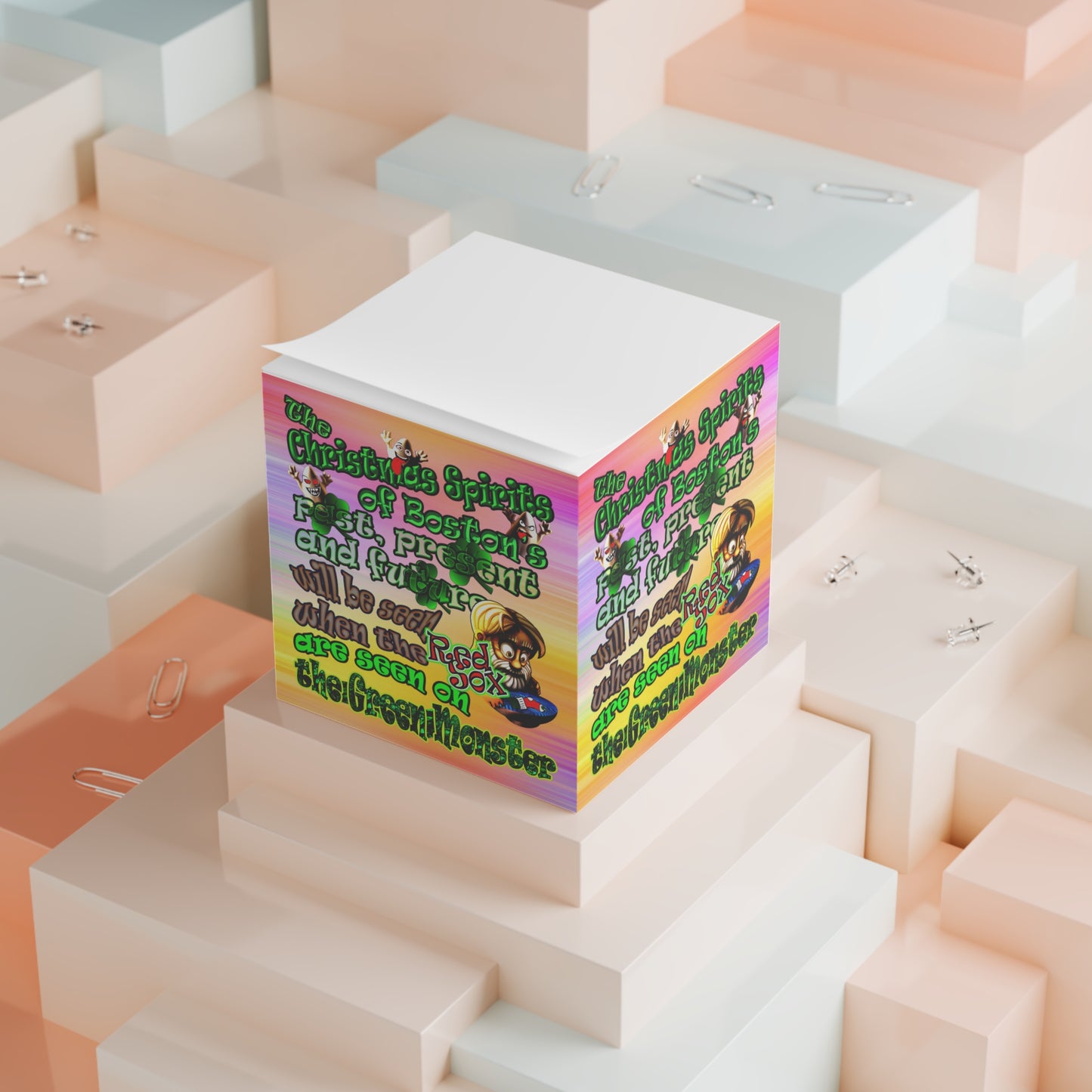 christmas spirits of boston - note cube (color blur)
