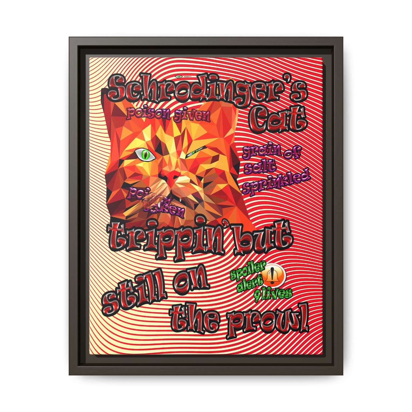 schrodinger's cat - framed canvas art (yellow-orange wave)