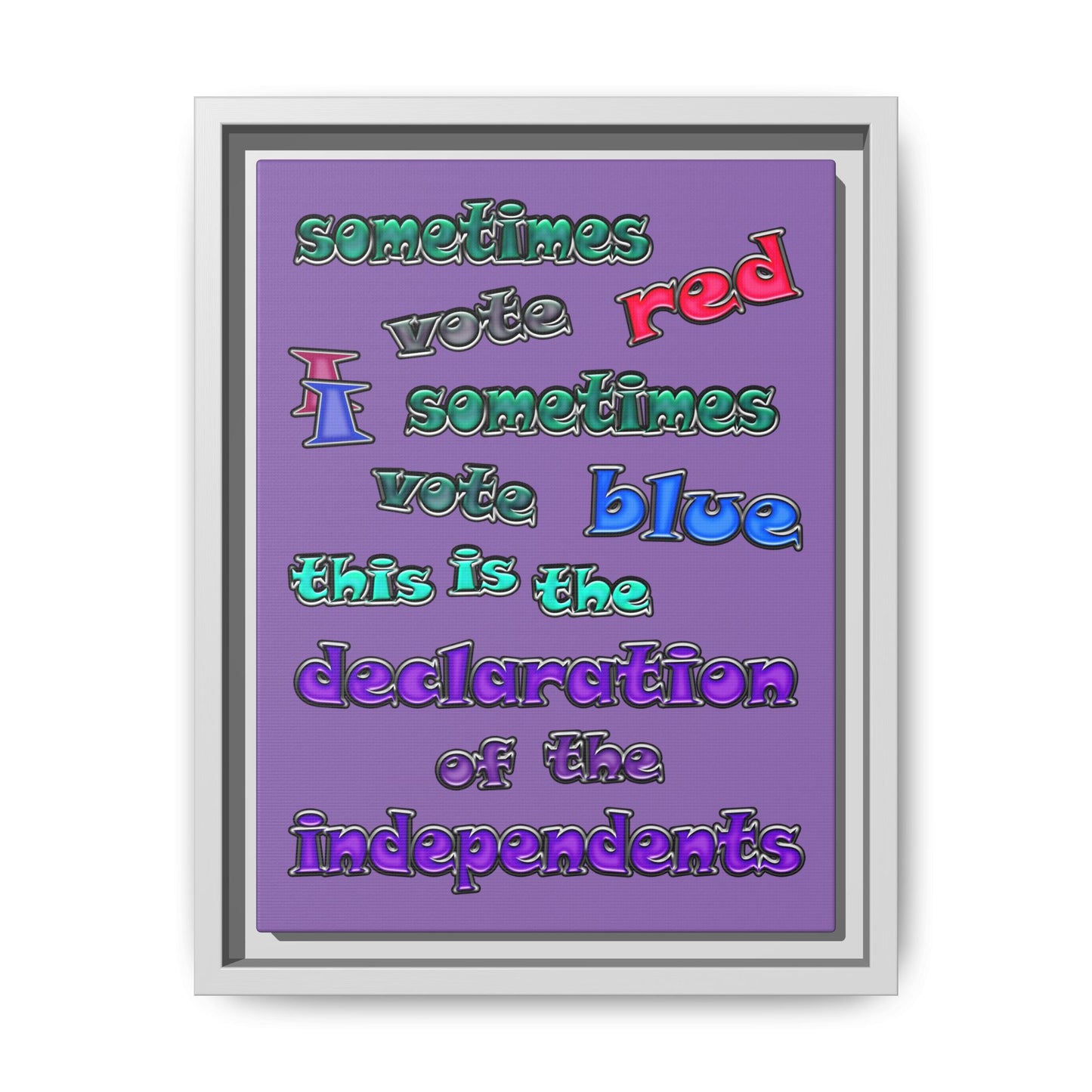 declaration of the independents - framed canvas art (light purple)