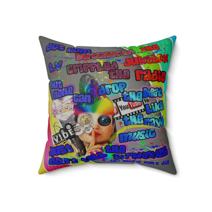 drop the beat - Faux Suede Square Pillow - (rainbow split)