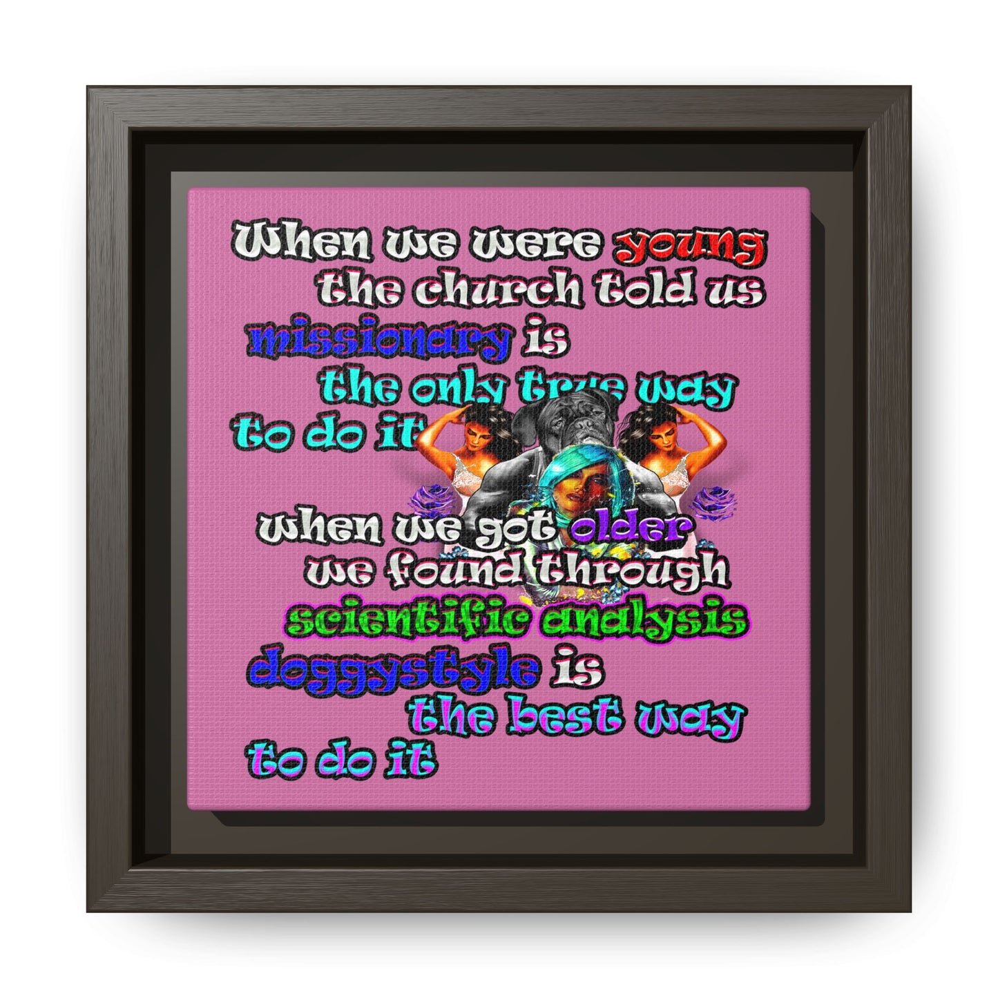 doggystyle - framed canvas art (light pink)